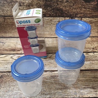 Bộ 3 cốc trữ sữa và thức ăn cho bé Upass 180ml