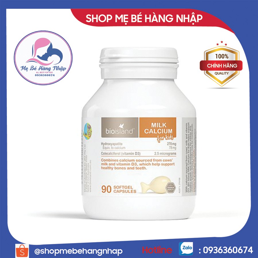 Viên Canxi sữa bioisland Úc bổ sung canxi cho trẻ trên 6 tháng - Hộp 90 viên