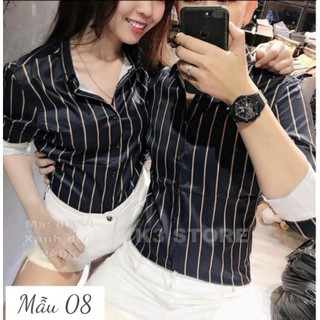 Áo sơ mi 3D sọc có size cho cặp đôi cực chất