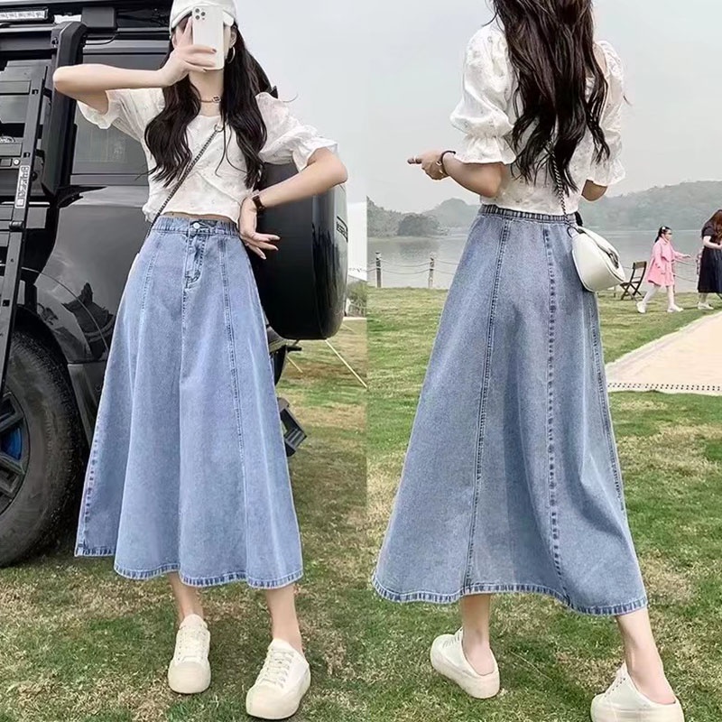 Chân váy jean IELGY dáng chữ A lưng cao thời trang cho nữ