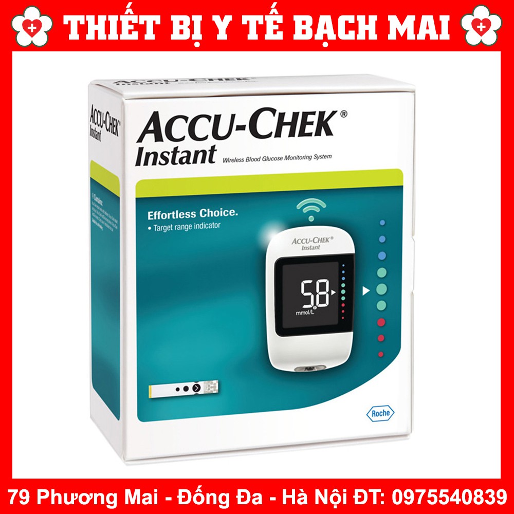 [Kết Quả mmol/L] Máy Đo Đường Huyết Accu-Chek Instant MỸ Chính Xác 100% Tặng 25 Que Thử + 10 Kim Chích Máu