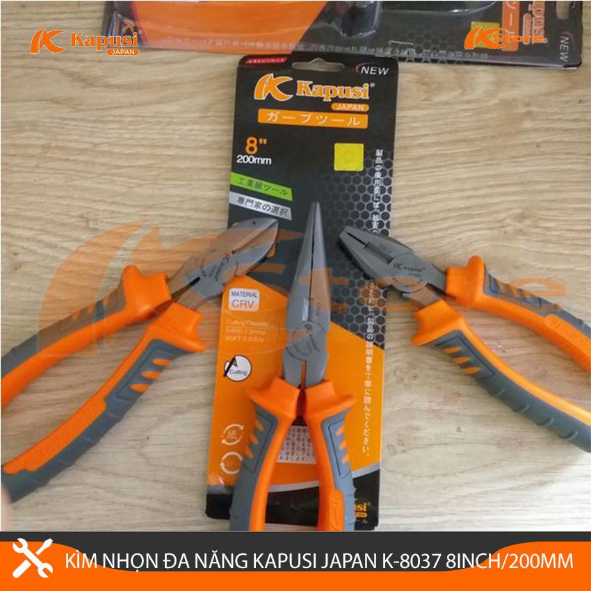 Kìm Nhọn Đa Năng Kapusi Japan 8inch/200mm Thép CRV Cao Cấp Siêu Bền, Kìm Cắt Dây Điện Kiểu Nhật