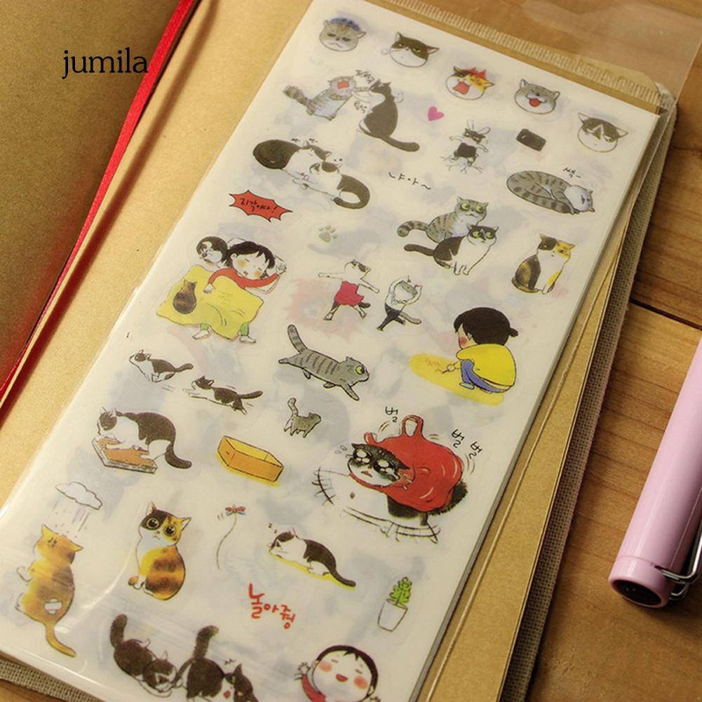 Set 6 tấm hình dán trang trí nhật ký hình về mèo đáng yêu