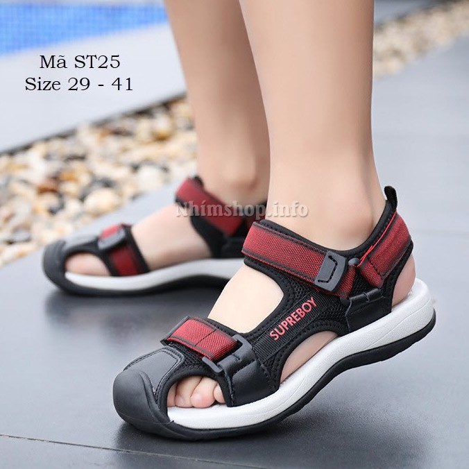 Sandal rọ bé trai kiểu bít mũi thể thao khỏe khoắn năng động chất bền chắc kháng khuẩn cho bé đi học, đi mưa ST25