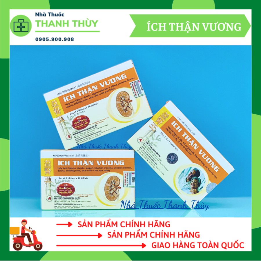 🅳🅰🆃🅴 𝟏𝟏/𝟐𝟎𝟐𝟑 ÍCH THẬN VƯƠNG [Hộp 30 Viên] Hỗ Trợ Kiểm Soát Các Triệu Chứng, Biến Chứng Của Suy Thận, Giúp Bảo Vệ Thận