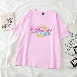 Áo Thun Cotton Ngắn Tay In Hoạt Hình Thủy Thủ Mặt Trăng Dễ Thương Thời Trang Cho Nữ