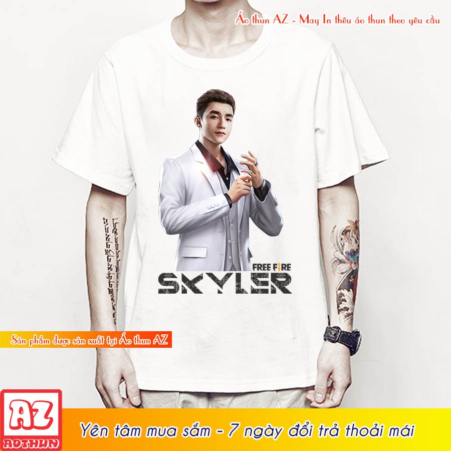 [Mã FASHIONT4MA2 giảm 10K đơn 50K] Áo thun in hình Skyler Sơn Tùng Free Fire - Màu đen và trắng M2856