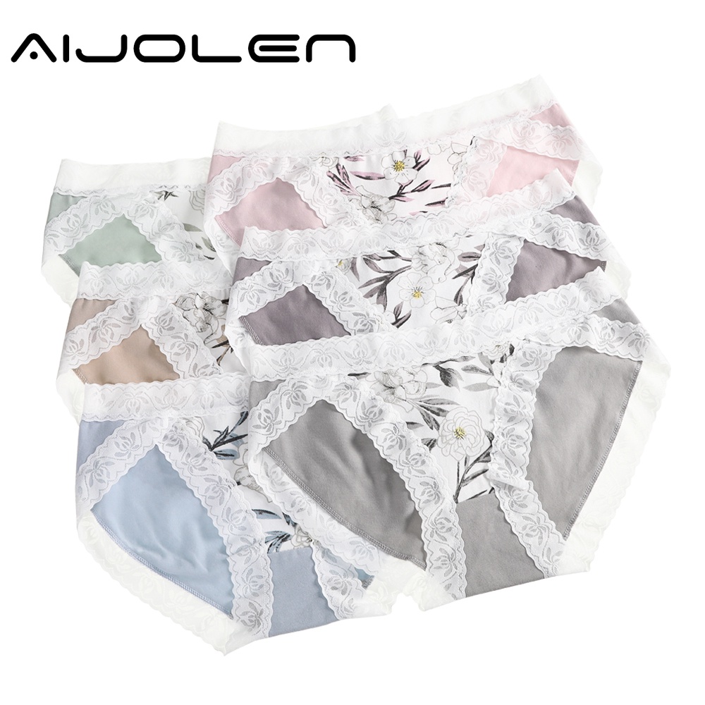 Quần lót Aijolen phối ren không đường may họa tiết dễ thương thoải mái dành cho nữ