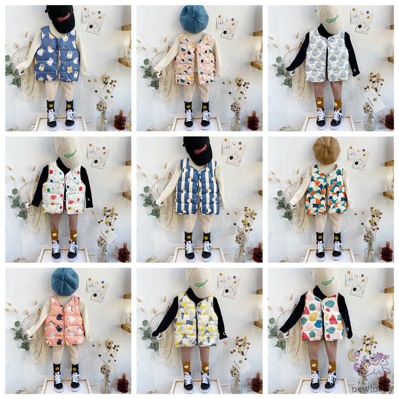 Áo khoác giữ ấm in họa tiết xinh xắn thời trang kiểu Hàn Thu Đông cho bé