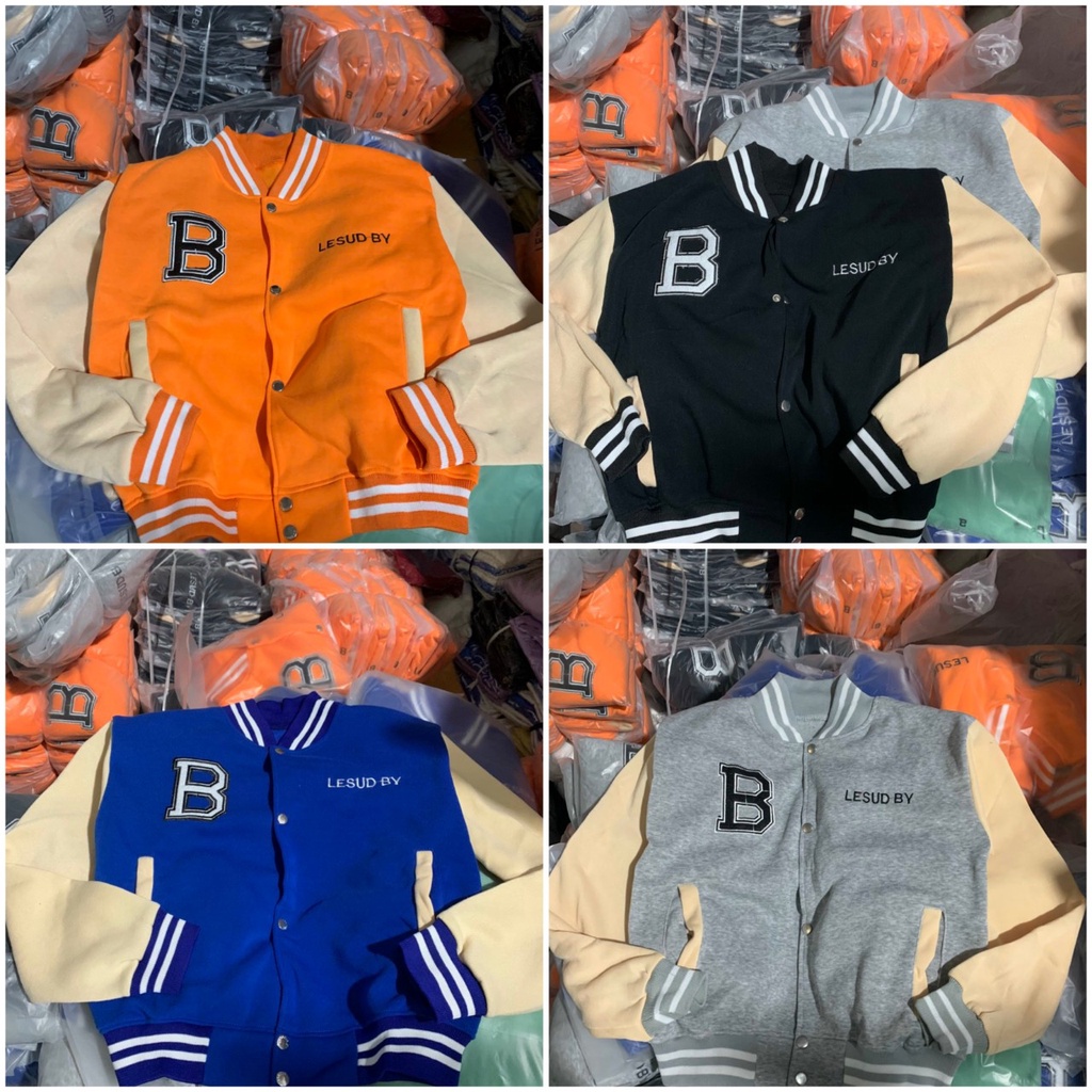 Áo Khoác Nữ Croptop Vải Nỉ Chống Nắng Thêu Chữ B LESUD BY - Kiểu Bomber Lửng Tay Cánh Dơi ,Nút Bấm - Rẻ Đẹp