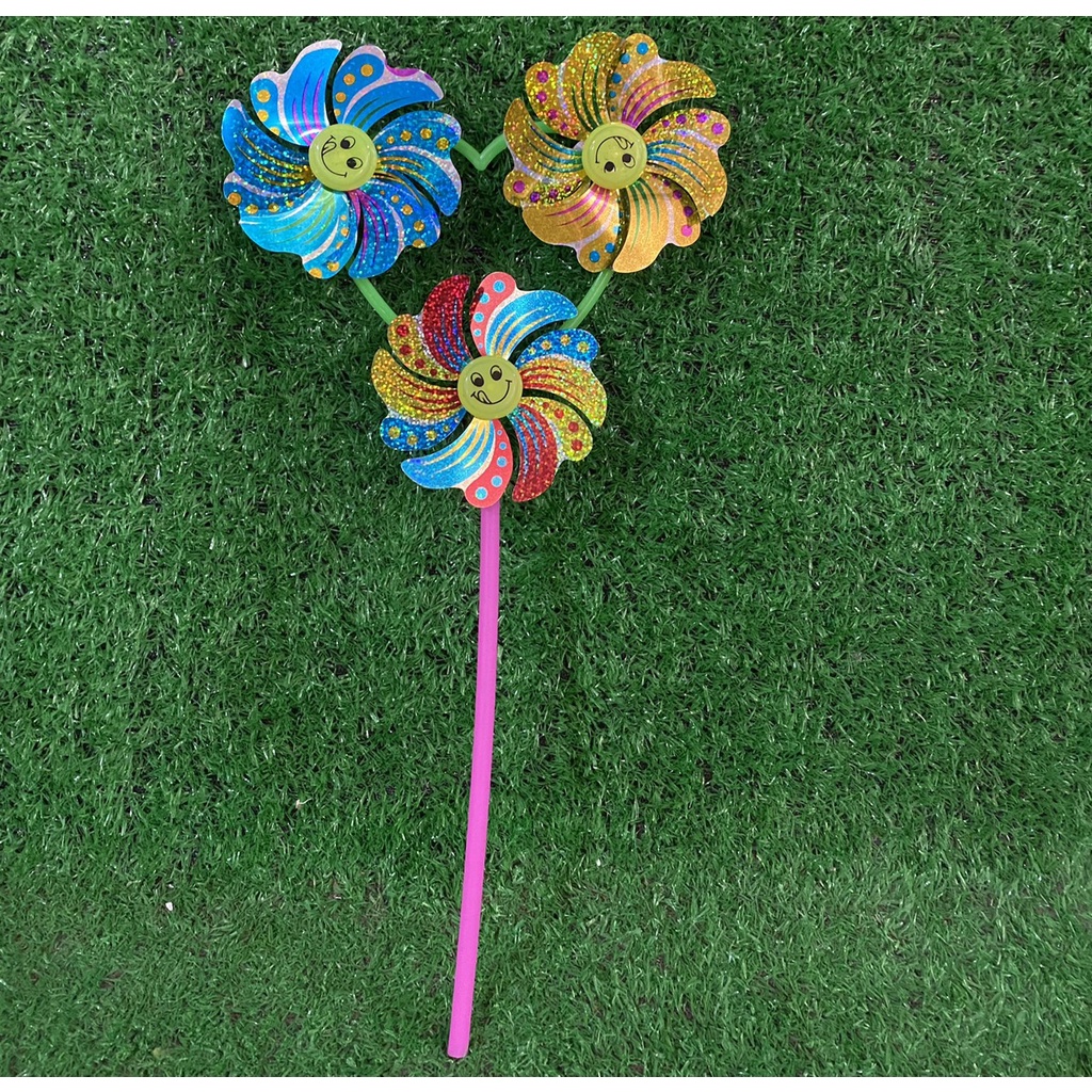 Chong chóng 3 cánh, 6 cánh bảy màu quay tròn trong gió cho bé