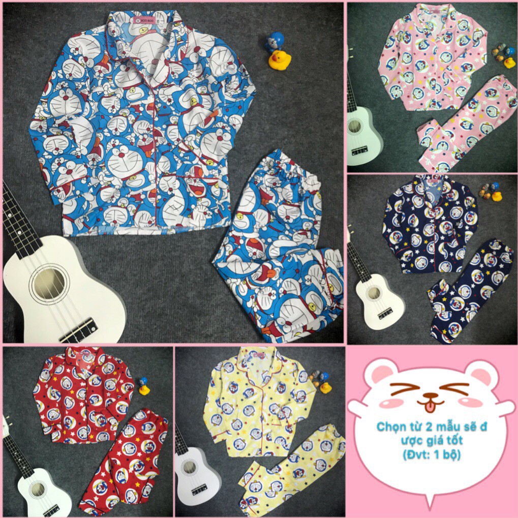 (17-22kg) Đồ bộ kate pijama/pizama TDQD cho bé trai/bé gái. DORAEMON-Mèo - Gấu Panda - thỏ