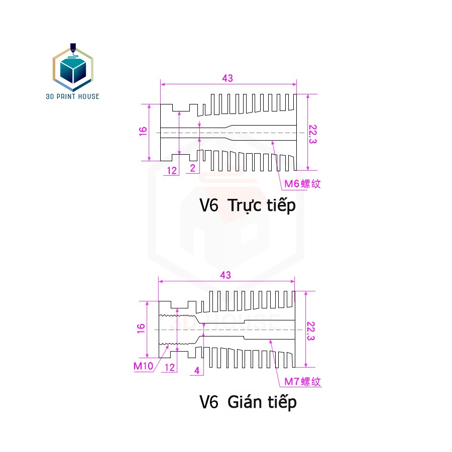 Ống Tản Nhiệt E3D - V5, V6 Gián tiếp - Trực tiếp Dành Cho Máy In 3D