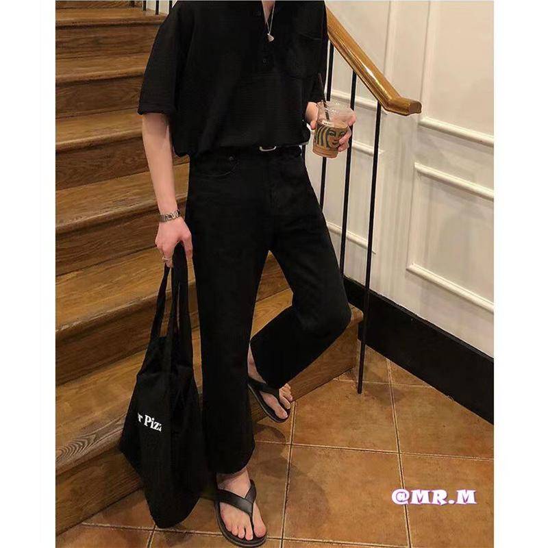 Áo thun Polo thời trang nam phong cách Hàn Quốc ngắn tay đan áo thun Polo