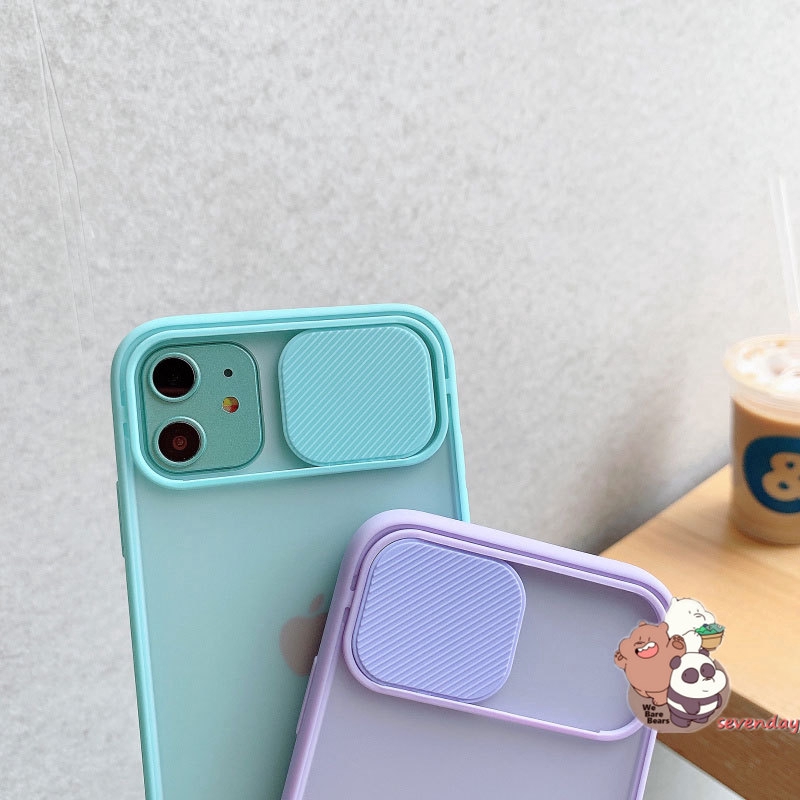 Sevenday - 8 Colors Macaron Push Pull Protection Lens Soft Silicone Case For iPhone 8plus 7plus 11 8 7 6 6s Plus X Xs SE 2020