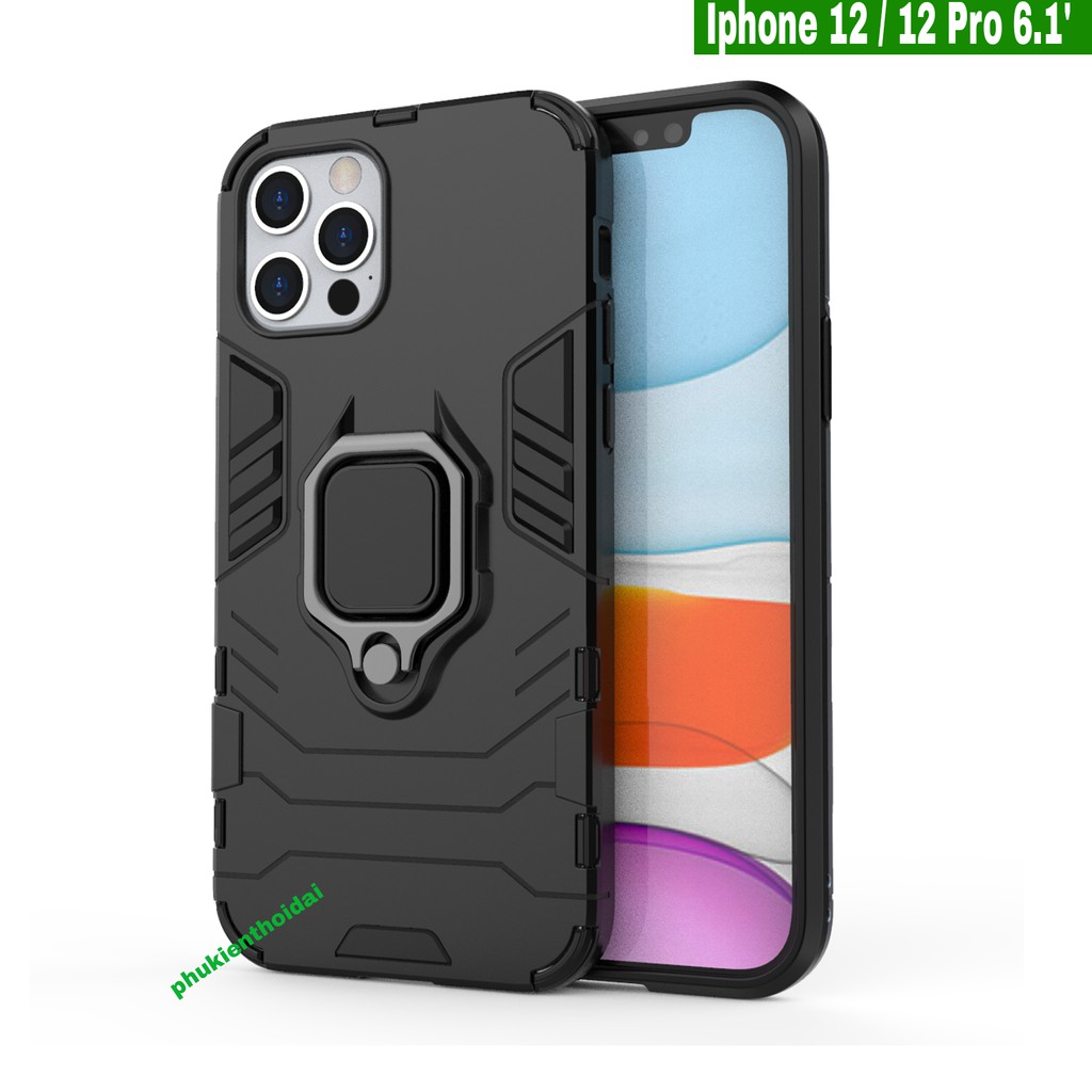 Ốp lưng Iphone 12 / Iphone 12 Pro Iron Man Iring chống sốc giá đỡ xem phim cao cấp bảo vệ toàn diện