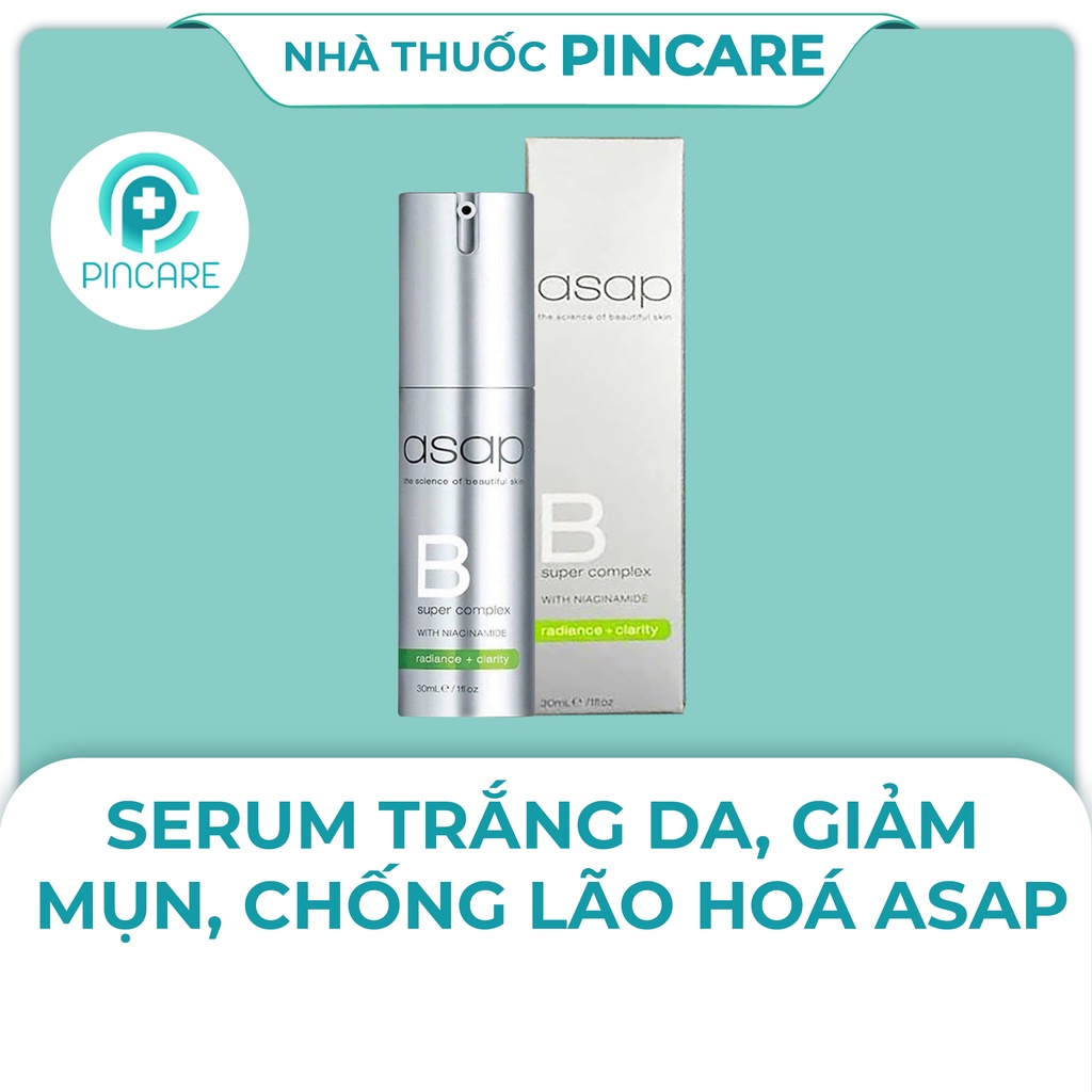 Serum trắng da, giảm mụn, chống lão hoá ASAP Super B Complex With Niacinamide 30ml - Hàng chính hãng - Nhà thuốc PinCare
