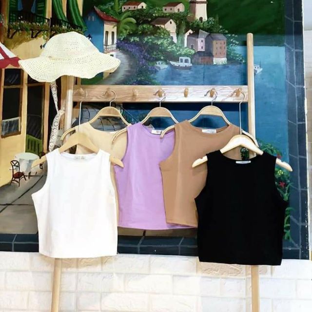 l[Ảnh thật/Video] Áo ba lỗ đủ màu phong cách ulzzang Áo croptop Quảng Châu