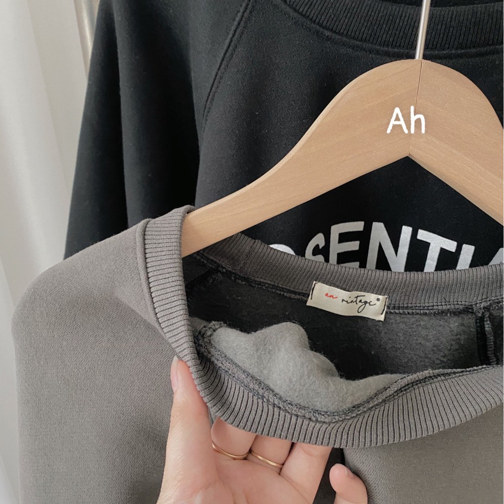 (Ảnh thật) Áo nỉ bông trơn cổ tròn/hoodie chữ E the.sweaterweather TSW | BigBuy360 - bigbuy360.vn
