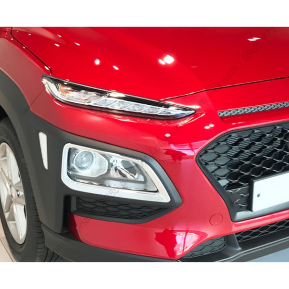 Ốp viền đèn pha, hậu Trên xe Hyundai Kona 2018 2019 2020 2021 mạ crom cao cấp ( Tặng kèm keo tăng dính)