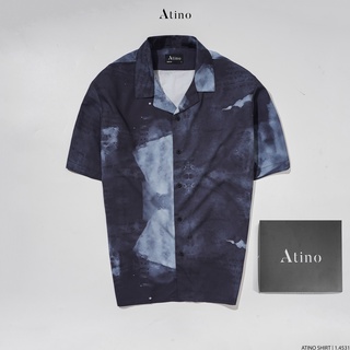 Áo sơ mi cộc tay nam cuban shirt stone atino vải lụa form regular sm1.4531