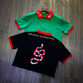 Áo thun cổ trụ logo thêu ( 100% chất cotton lạnh dày mịn  không đổ lông)