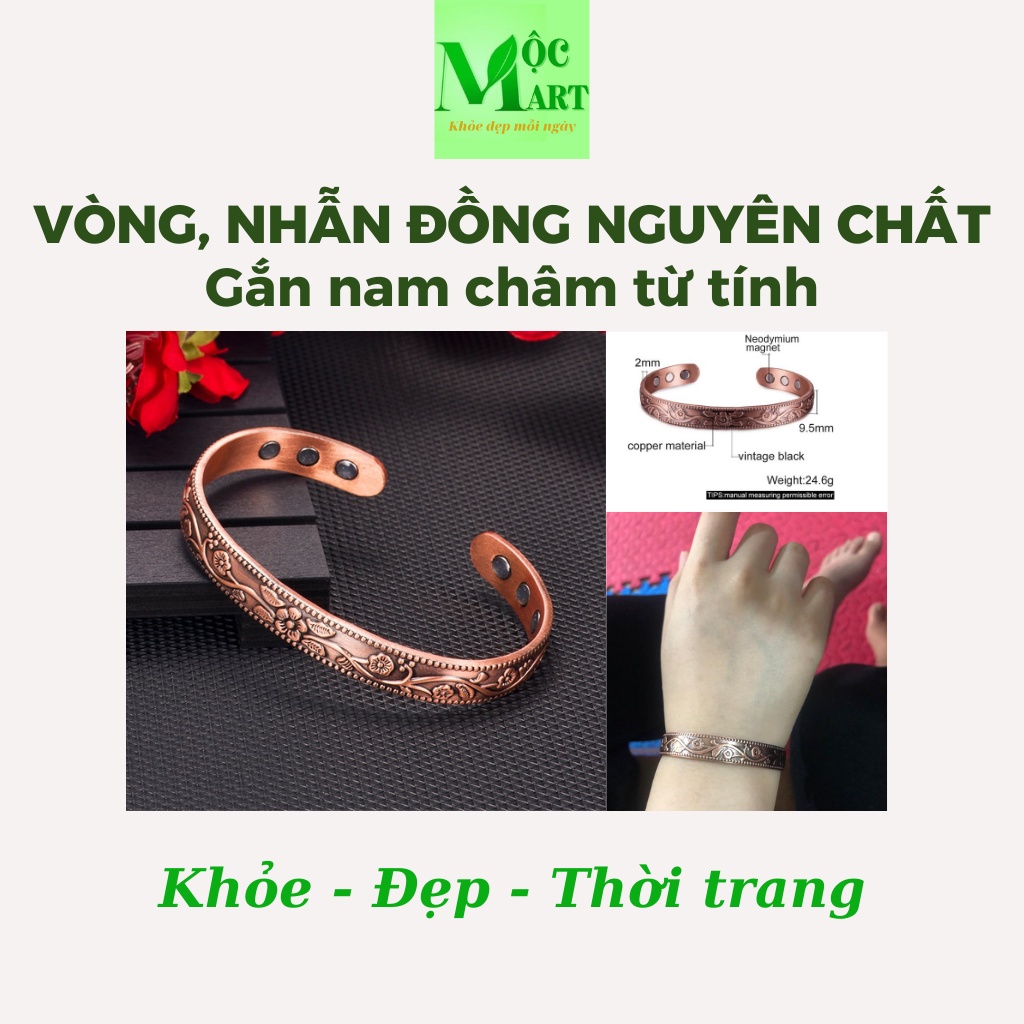 Vòng, nhẫn đồng nguyên chất có nam châm từ tính giúp cân bằng từ trường, lưu thông tuần hoàn máu