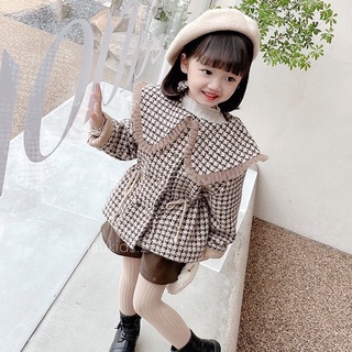 Áo khoác dạ 2 lớp dây nơ cho bé gái