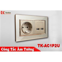 Ổ cắm chìm chuẩn Đức Kèm 2 cổng USB Tenko TK-F66-108