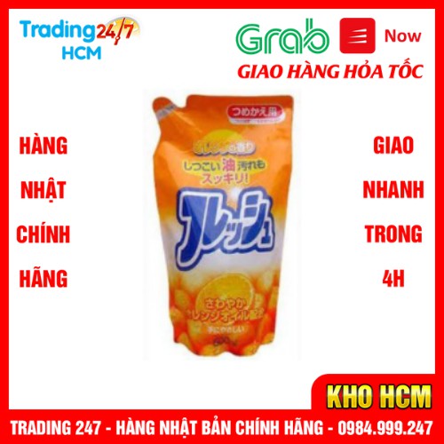 [Hỏa tốc HCM] Nước rửa chén hương cam loại túi 500 ml Rocket NỘI ĐỊA NHẬT BẢN