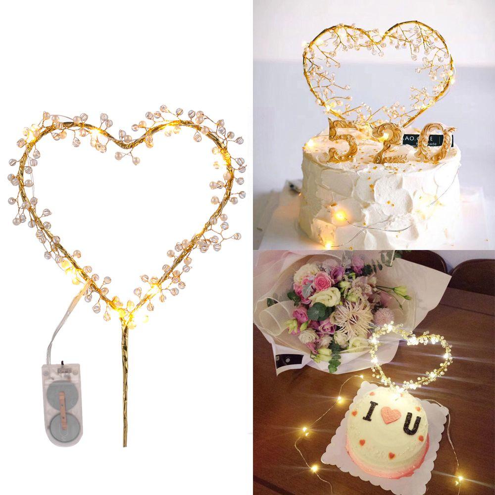 YNATURAL Đèn LED Hình Trái Tim Trang Trí Bánh Kem