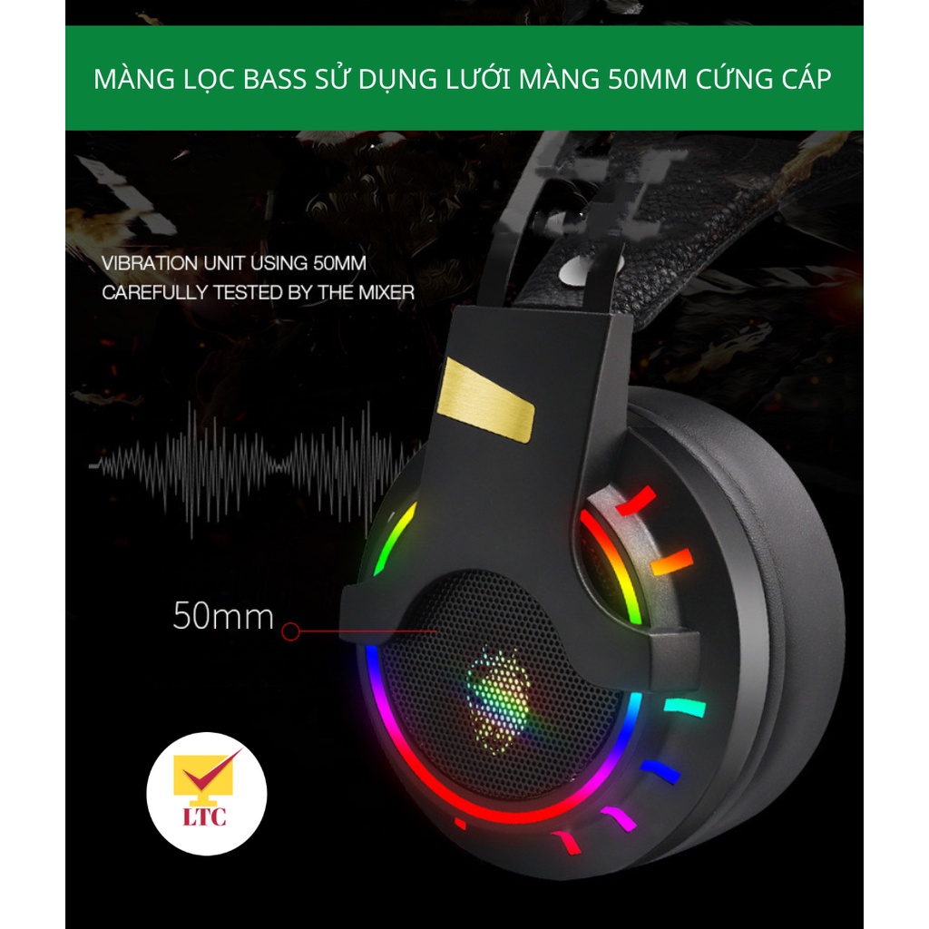 Tai nghe chụp tai gaming có dây LTC K3 PRO 2022 Hệ thống âm thanh SUPER BASS nghe nhạc chơi game cực đã, có micro cho Pc