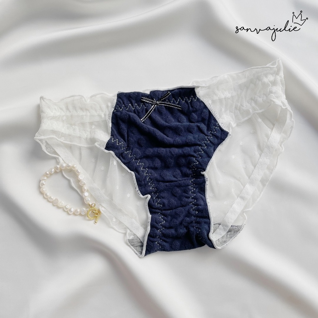 Quần lót nữ cotton hình thoi nổi pha ren