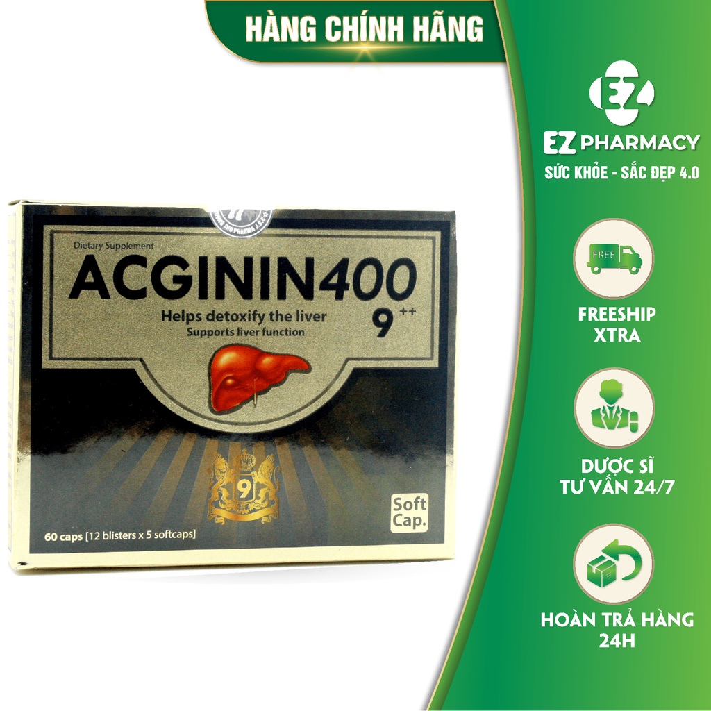 Viên uống giải độc mát gan Acginin 400 - Giúp tăng cường chức năng gan, bổ sung vitamin, ăn ngon miệng
