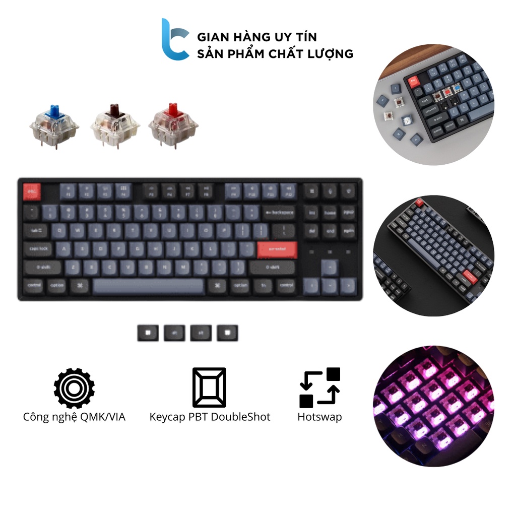Bàn Phím Cơ Keychron K8 Pro Nhôm Led RGB Có Hotswap, Switch Gateron G Pro, Keycap PBT DoubleShot, Hỗ Trợ QMK/VIA