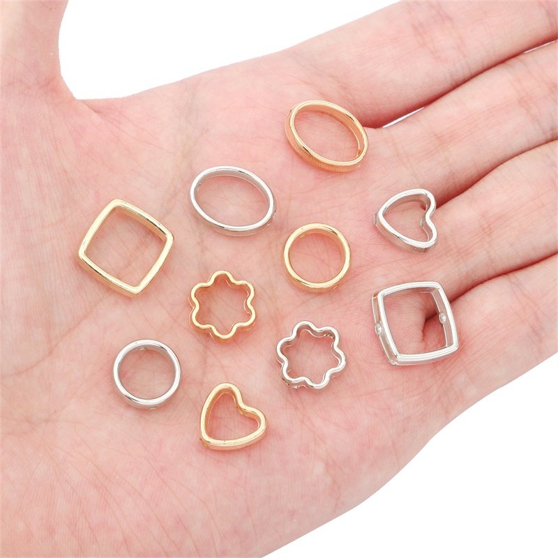 Bộ 50 Hạt Xỏ Lỗ Hình Trái Tim / Hoa Mận / Hình Học Dùng Để Làm Trang Sức Thủ Công