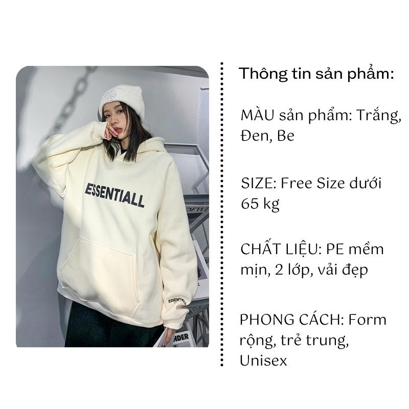 Áo hoodie nữ form rộng dày giá rẻ cute có mũ Mianhee4teen - áo khoác nỉ hoodie ESSENTIALS UNISEX freesize 40-70kg KNN33 | BigBuy360 - bigbuy360.vn