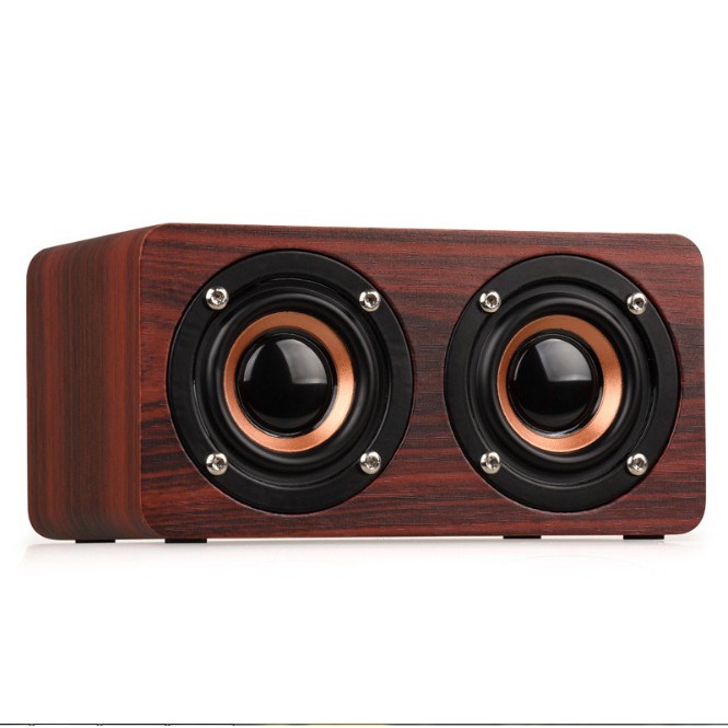 Loa Bluetooth Gỗ Cao Cấp Super Bass PC/Điện Thoại - Âm thanh nổi HIFI Stereo speaker W5 -dc2179