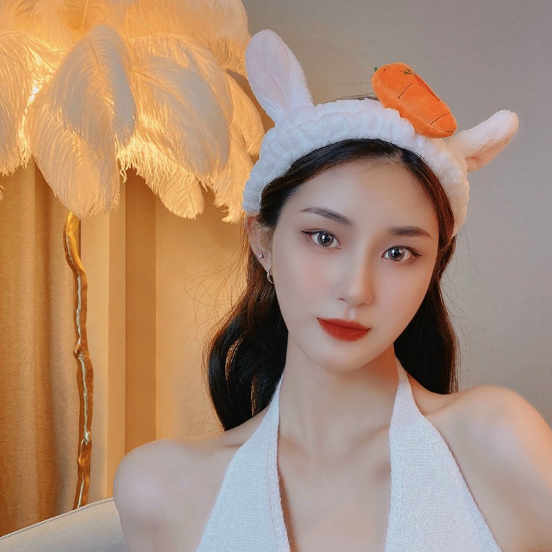 Băng Đô Turban Tai Thỏ Cà Rốt Cài rửa mặt tiktok