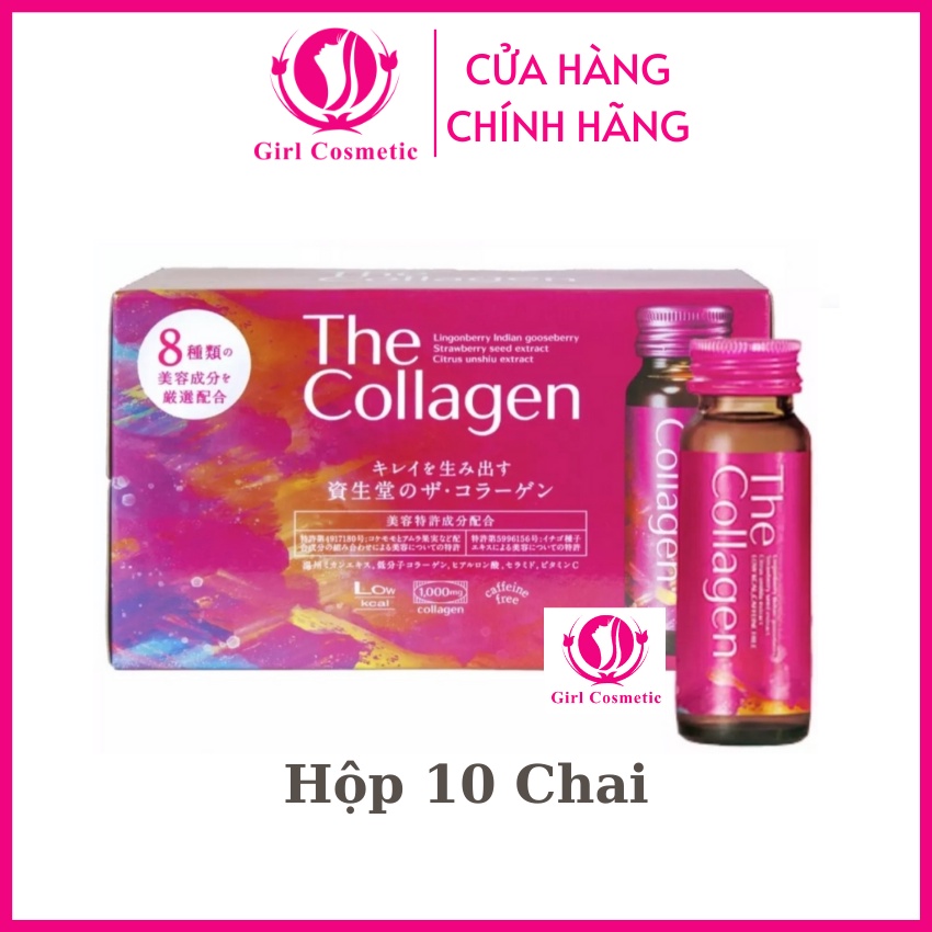 Nước uống The Collagen Shiseido Nhật Bản hộp 10 chai giúp da căng mịn hồng hào