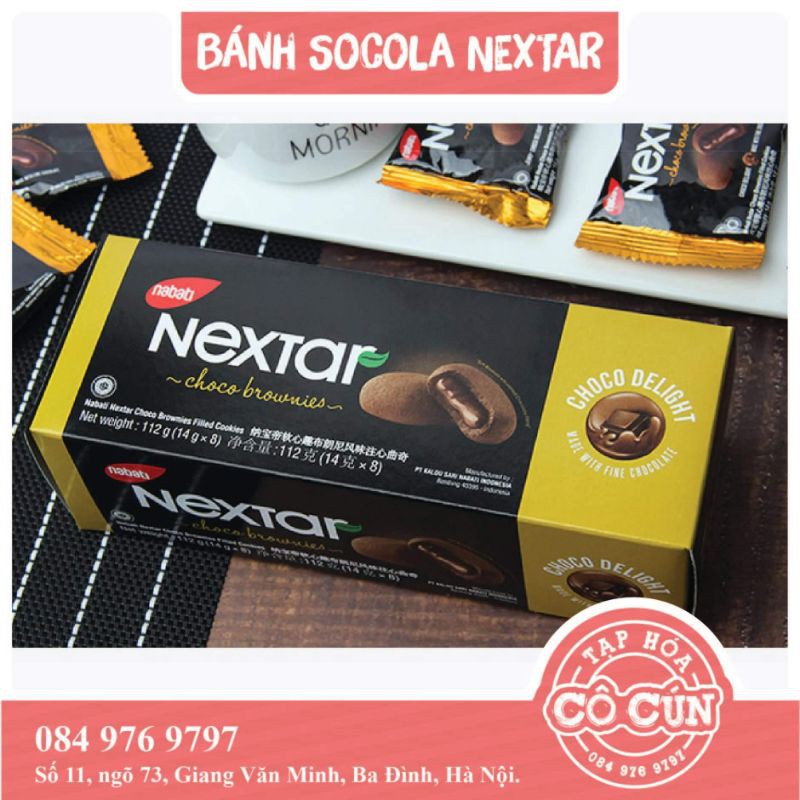 [HÀNG MỚI VỀ] Bánh socola nhân tan chảy nabati Nextar - Hộp 112g 8 bánh