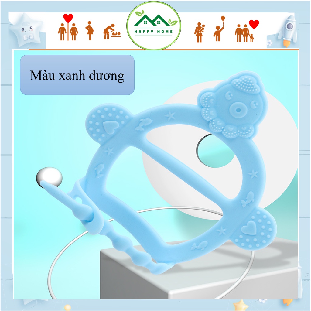 Gặm nướu silicon có quai đeo chống rơi, cho bé 3 tháng trở lên