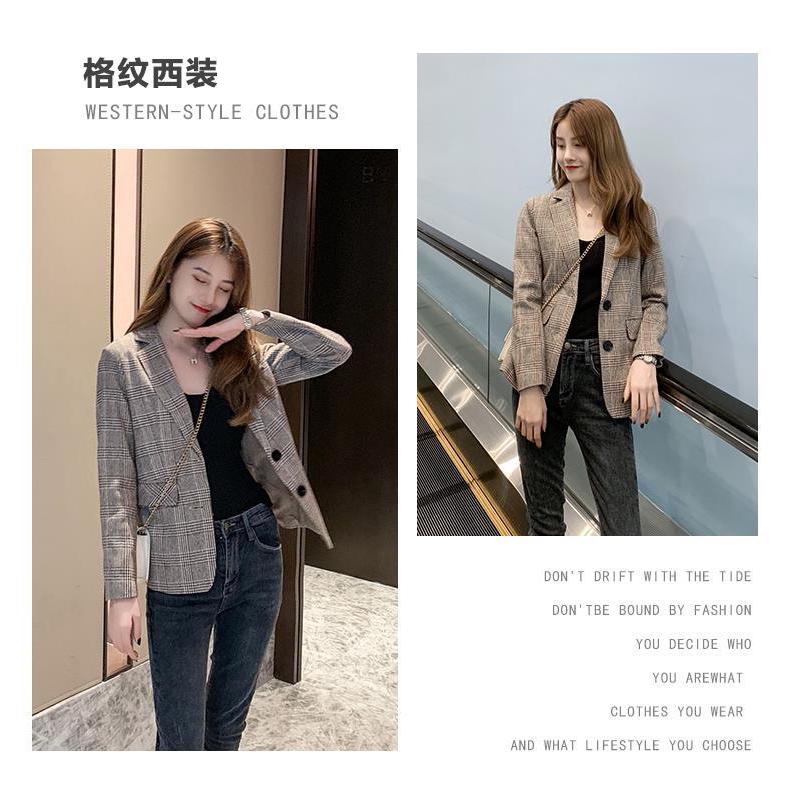 Set 500 Áo Khoác Vest Kẻ Sọc Caro Phong Cách Hàn Quốc Thanh Lịch Cho Nữ | BigBuy360 - bigbuy360.vn