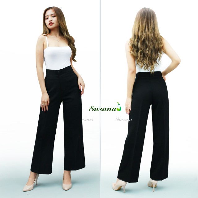 Quần Ống Rộng nữ , Culottes Susana, dáng dài, trơn, vải vitex cao cấp