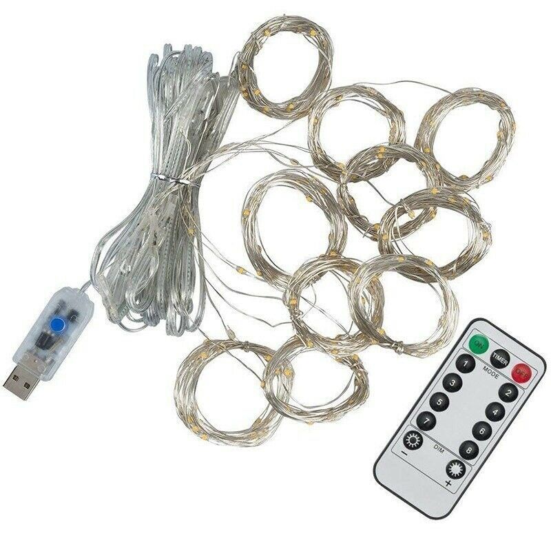 Dây Đèn led Trang Trí Giáng Sinh Có Điều Khiển Từ Xa 8 Chế Độ 3x1m 3x2m 3x3m