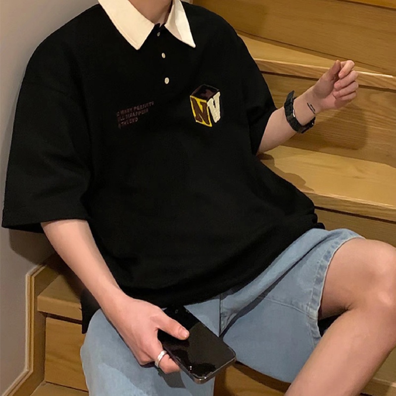 Áo Thun polo Có Cổ Thêu Chữ size M-3XL Thời Trang Cho Nam