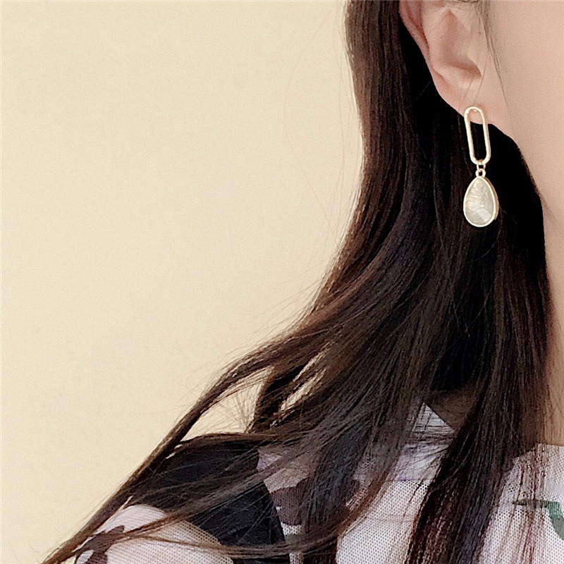 Bông Tai Bạc 925 Dáng Dài Đính Đá Opal Phong Cách Hàn Quốc Cho Nữ