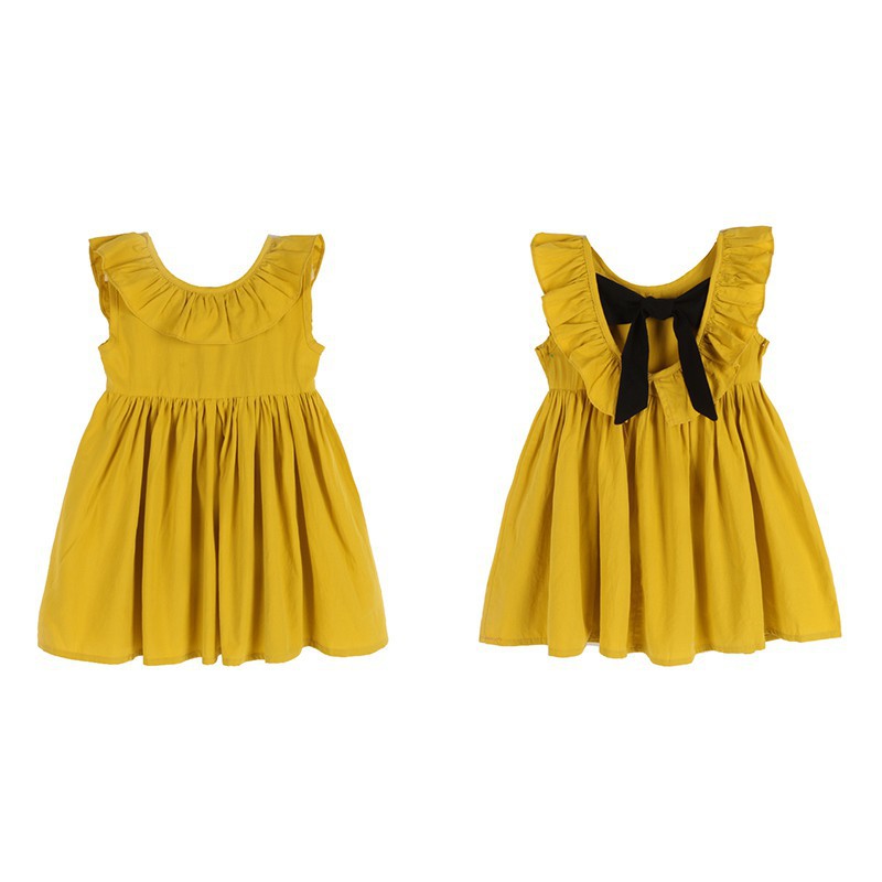 Đầm tay xòe cánh bướm thắt nơ lưng cho bé