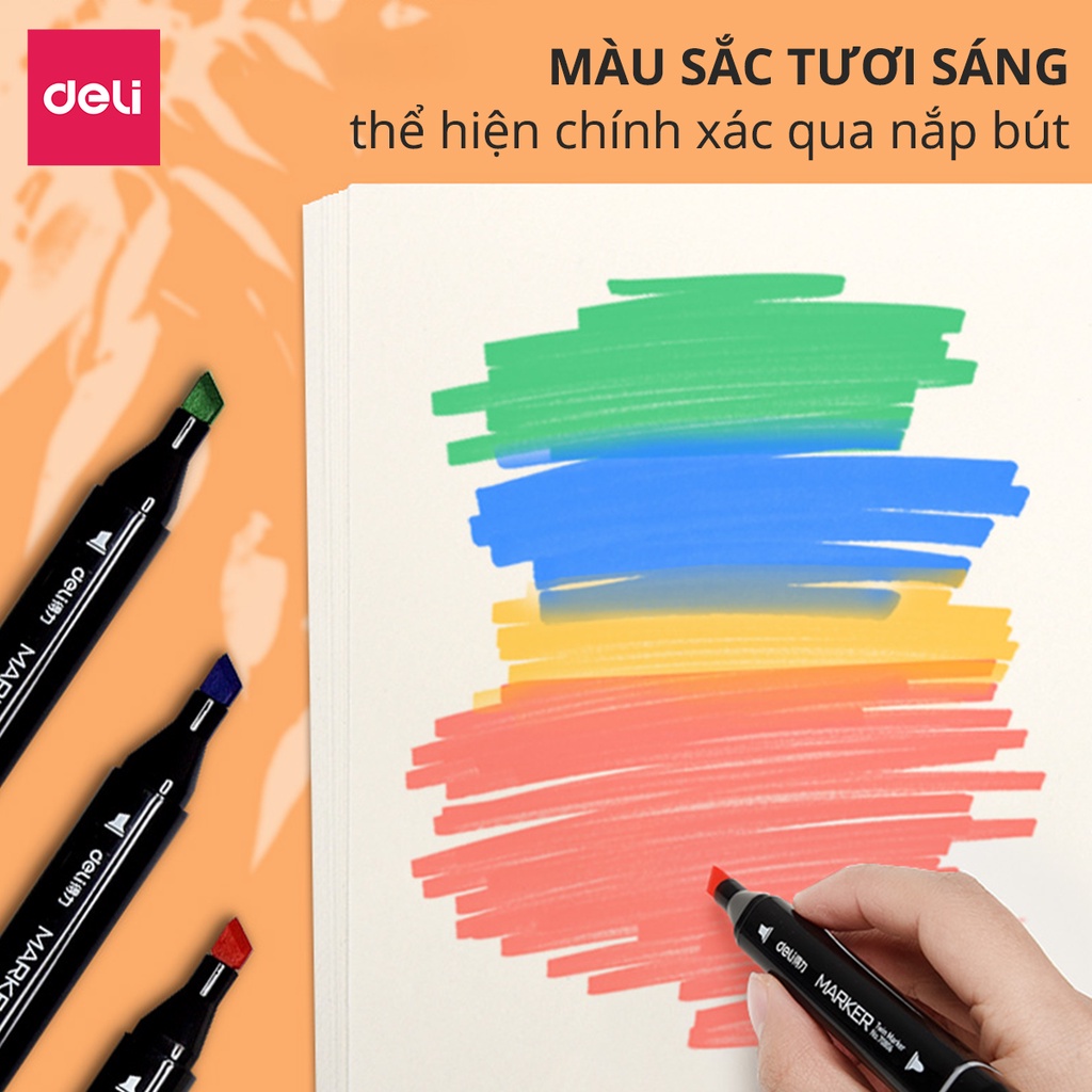 Bút màu marker chuyên nghiệp Deli -kèm túi vải - 30/40/60/80 Màu - 70806