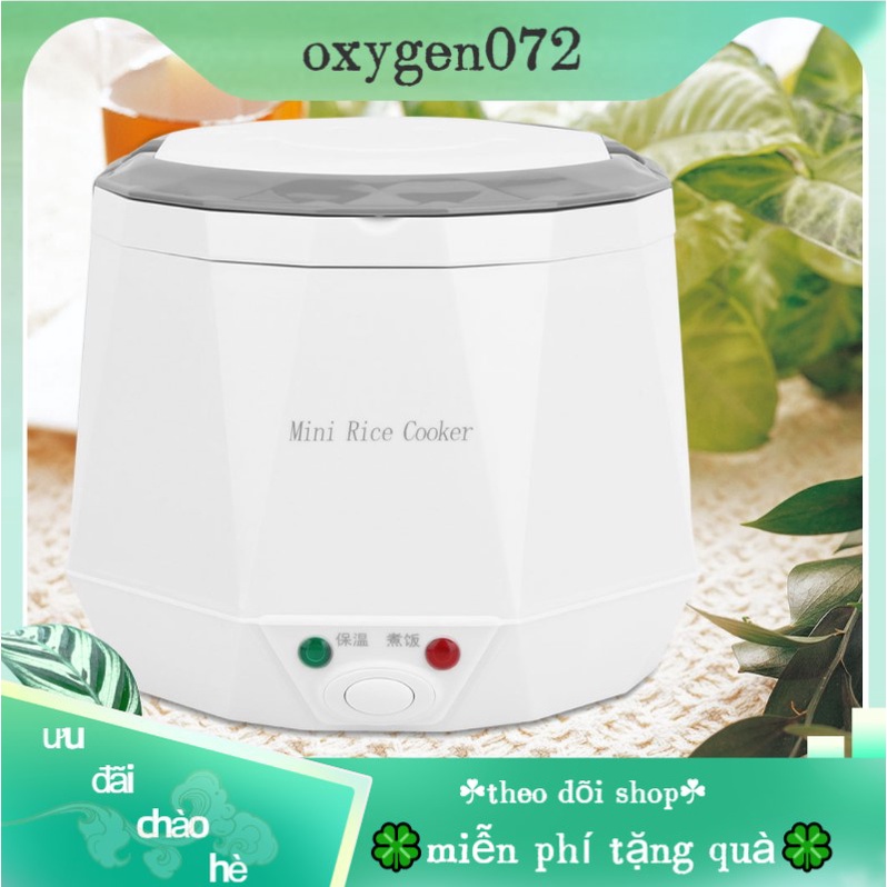 Nồi cơm điện mini màu trắng 1.6L kết nối đầu chuyển đổi ô tô 12V thiết kế dễ mang theo